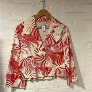 Diane Von Furstenberg Red and Cream Blazer 100% Cotton Stunning